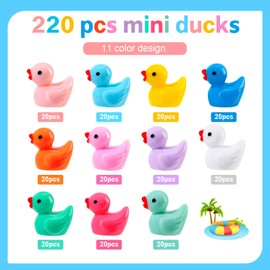 ANGGIKO 220 Pack Mini Resin Ducks, Tiny Ducks Figurines Bulk for Miniature Dollhouse Decor, DIY Garden Aquarium Potted Micro Landscape Orament, Charms Office Classroom Hide Game, School Handmade