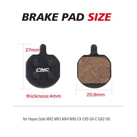 CNCLOL Bike Disc Brake Pads for Hayes Sole MX2 MX3 MX4 MX5 CX CX5 GX-C GX2 OX.Resin 2 pairs