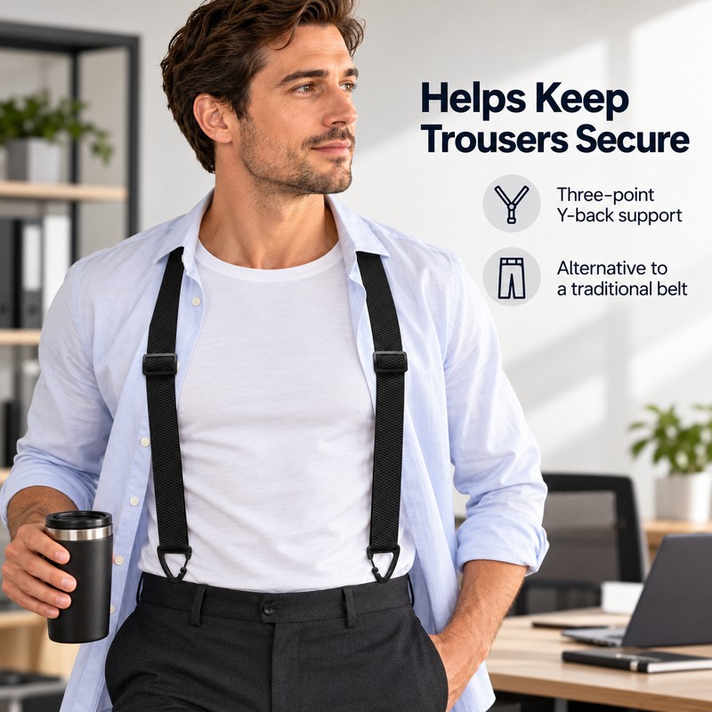 Hidden Suspenders for Men – 1.5-Inch Wide Y-Back Polyester Pants