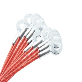 Bytiyar 1/8"(3mm) Wire Diam Galvanized Steel Cable Eyelets Ended Short Rope Lanyard Safety Tether Chain Lock with Vinyl Coated Cover, 10 Pcs Red 10"/25cm Length