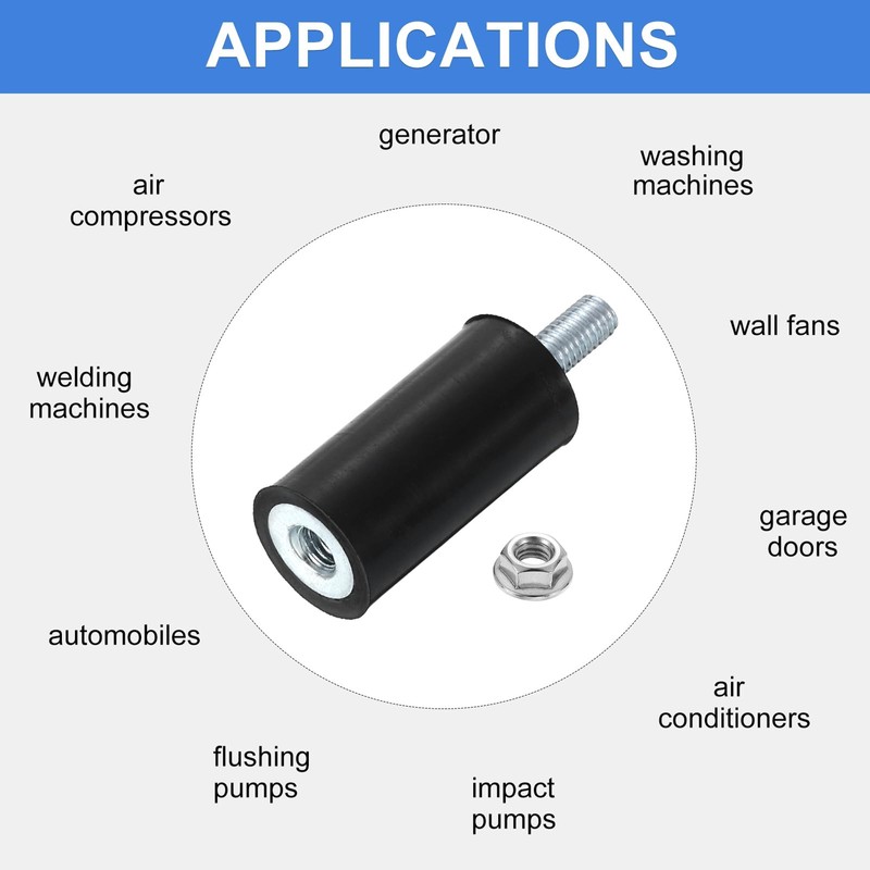 uxcell M5 Rubber Mounts, 2Pcs 15x30mm(DxH) Rubber Cylindrical Anti Vibration