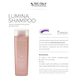 Tec Italy Color Care Lumina Hair Dye Shampoo for blond & gray hair 10.1 oz