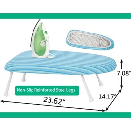 STORAGEIDEAS 24x14in Tabletop Small Ironing Board with Foldable Legs, Portable Iron Board with Extra Wide Countertop, Mini Ironing Board for Sewing, Craft Room, Dorm, Small Spaces, RV, Travel, Blue