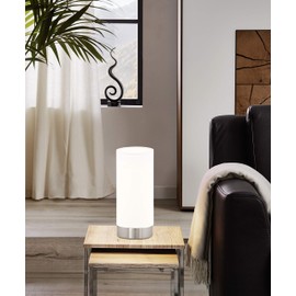 EGLO EGLO Tischlampe Damasco 1, Deko Tischleuchte, kleine Nachttischlampe aus Metall und Glas in Silber und Wei?, E27 Fassung