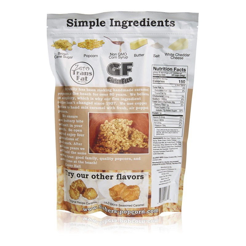 Fisher's Popcorn | Caramel Dusted with White Cheddar Flavor |