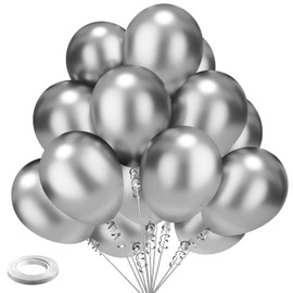 Silver Balloons Kelfara Party Balloons 100 Pcs 12 Inch Silver Latex Balloons for Birthday Weddings Anniversary Graduation Silver Theme Party Decorations