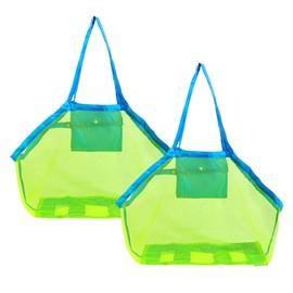 Sand Toy Mesh Bag Large 1 Piece Portable Beach Bag Sand Toy Green Foldable Storage Bag Reusable Summer Net Beach Bag for Children's Toys Family Holiday