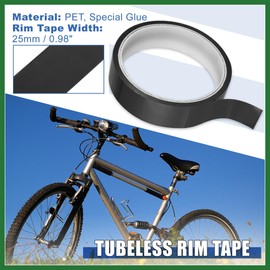 Motoforti Width 25mm Length 10m Tubeless Rim Tape Bike Rim Strip Tape Black Long-lasting