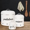AuldHome Design Potatoes, Onions and Garlic Canister Set; Rustic White
