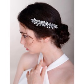 Chargances Crystal Bridal Hair Clip Rose Gold Wedding Rhinestone French Barrettes Hair Clip Fashion Handmade Hair Accessories for Bride Wedding Prom Flower Girl Headpieces (Rose gold)