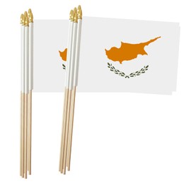Cyprus Stick Flag, Cypriots Small Mini Hand Held Flags, Small Cyprus Flag 5x8 Inch,12 Pack, Party Decorations Supplies for Parades,World Cup,Festival Events