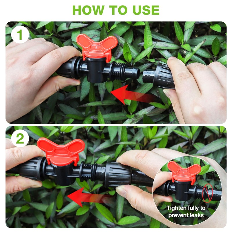 Bonviee 6 Packs 1/2” Drip Irrigation Shut Off Valve, in-Line