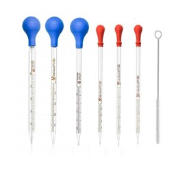 Naisfei Glass Graduated Pipettes 6 Pieces Glass Pipettes Graduated Dropper Long Glass Pipette Dropper with 6 Rubber Caps for Transfer Liquid Essential Oil(0.5ml 1ml 2ml 3ml 5ml 10ml)