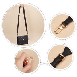 WADORN Adjustable Leather Purse Strap, 120cm Genine Leather Shoulder Strap Replacement Strap Crossbody Bag Strap Handbag Handle 3.9cm Wide for Clutches Satchel Wallet, Black