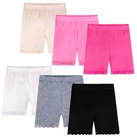 Auranso Girls Dance Shorts Solid Color Safety Bike Shorts Lace Mix 4-5T