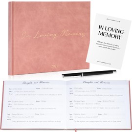 Funeral Guest Book - Celebration of Life Guest Book with Rollerball Pen for Memorial Service - Funeral Memory Sign in Books for Over 300+ Guests - Funeral Decorations with In Loving Memory Table Sign