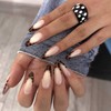 24Pcs Leopard French Tip False Nails Long Almond Press on