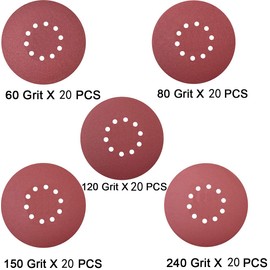 Sackorange 100 PCS 9 Inch 10 Hole Hook and Loop Sanding Discs Set - 60 80 120 150 240 Grits Aluminum Oxide Sander Paper for ‎9" Drywall Sander Wood Furniture Finishing