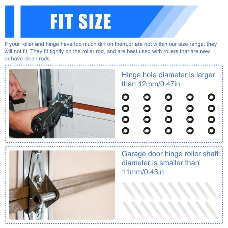 20pcs Garage Door Hinge Quiet Roller Sleeves with 20 Roller