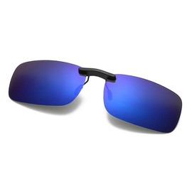 ZesMark Sunglasses, Polarized UV Protection, Glasses Wipes, Case Included, Clip-On Over Glasses, One-Touch Attachment, Lightweight 0.2 oz (5 g), Blue Mirrored Lens