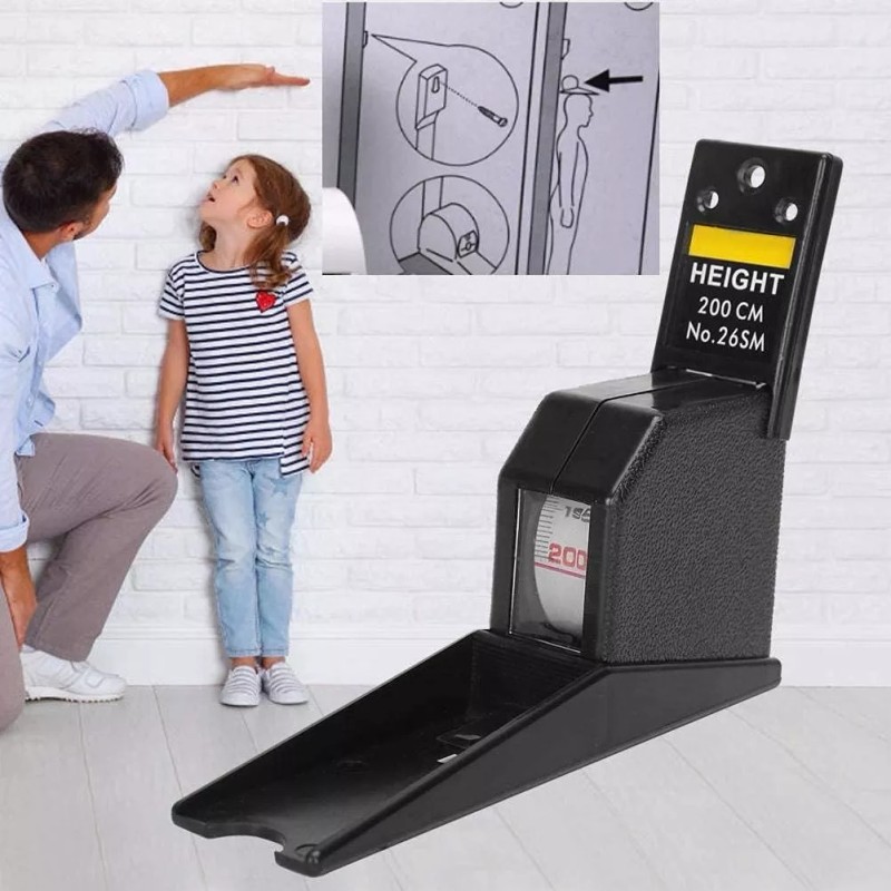 MARZSEFLO Estadímetro Tallímetro Con Fijación A Pared 2 Metros, Negro