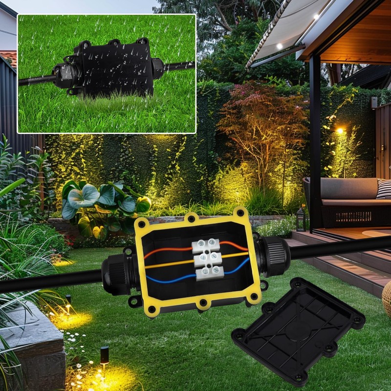Helunsi Waterproof IP68 External Junction Box, 2 Way Outdoor Junction