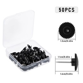 Prasacco 50 Pieces Black Push Pins Gear Shaped Plastic Thumbtacks for Wall Hangings Steel Tip Cork Board Push Pins for Cards Posters Photos