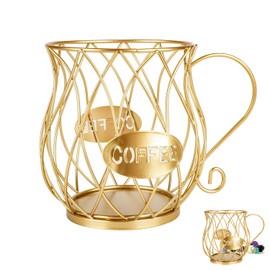 Coffee Capsule Basket, Coffee Basket, Coffee Capsule Pod Storage Basket, Coffee Pod Holder Basket, for Storing Coffee Capsules and Fruits for Counter and Coffee Bar (Gold)