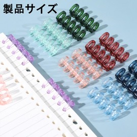 DERRON 5 Holes Loose-Leaf Clip Fastener for Binding, Loose-leaf Notepad Cover File Calendar Document Storage, Transparent 7 Colors (Yellow, White, Purple, Green, Blue, Pink, Gray)