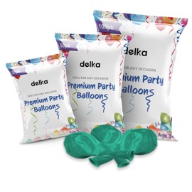 delka 12-Inch Latex Birthday Balloons - Pack of 25, Green | Suitable for Kids Party Decorations, Baby Shower, Wedding, Christmas, New Year Eve Decoration & Celebration| Helium Gas or Air Inflated
