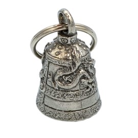 Guardian Bell USA AMGB-220 Dragon Dragon Amulet Biker Keychain Traffic Safety Amulet Bell, Pewter