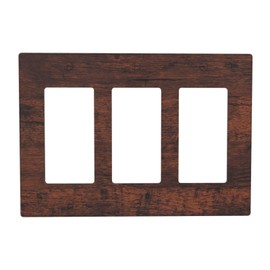 Rustic Vintage Brown Wood 3 Gang Triple Rocker Decorative Light Switch Cover Electrical Country Wall Plates Farmhouse Receptacle Switchplate Faceplates for Bathroom Bedroom