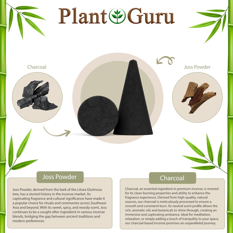 50 Unscented Charcoal Incense Cones 1" TOPFLOW - 100% Natural