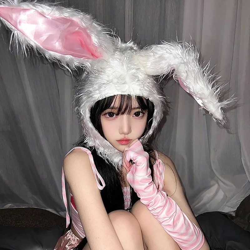 GOODCHI Rabbit Headwear Animal Hat Long Hair Cap Halloween Cosplay