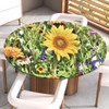 Highdi Tablecloth Washable Round 110 cm, Elastic 3D Sunflower Tablecloth