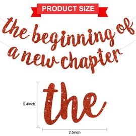 DecoGlee The Beginning of A New Chapter Banner, Farewell Party Decorations,Happy Retirement Supplies,Going Away Party Sign Garland,Graduation Banner Glitter Red