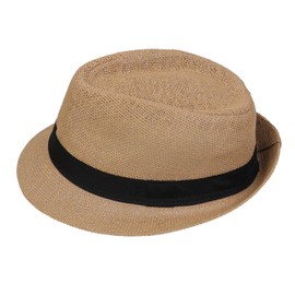 JK Home Soft Breathable Fedora Straw Hat Outdoor Sports Gangster Trilby Jazz Manhattan Cosplay Travel Holiday Cap