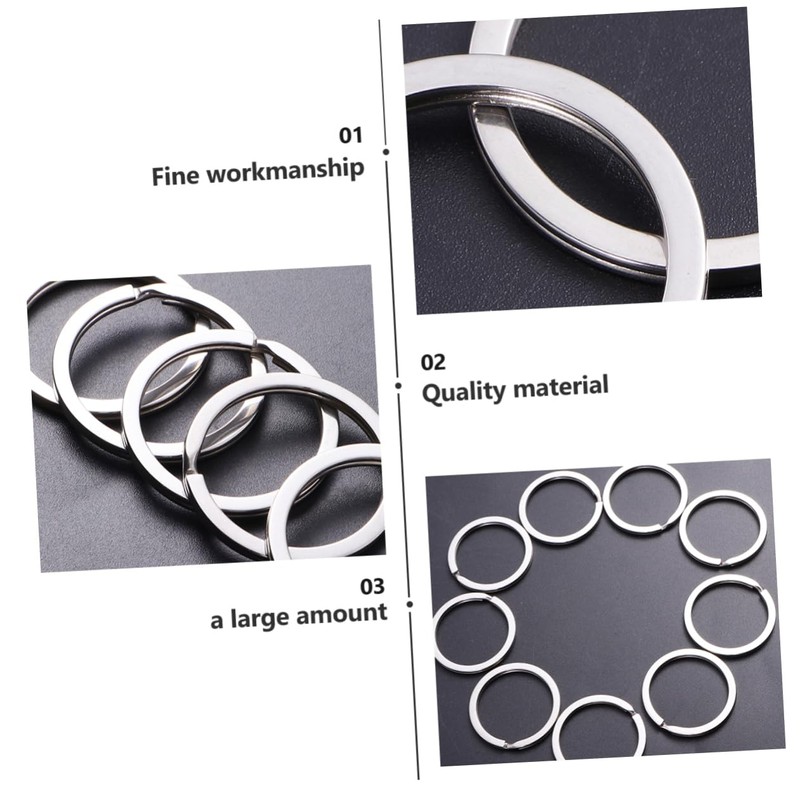 STOBOK Key Ring Accessories 50pcs Stainless Steel Keyring Clips Keyring