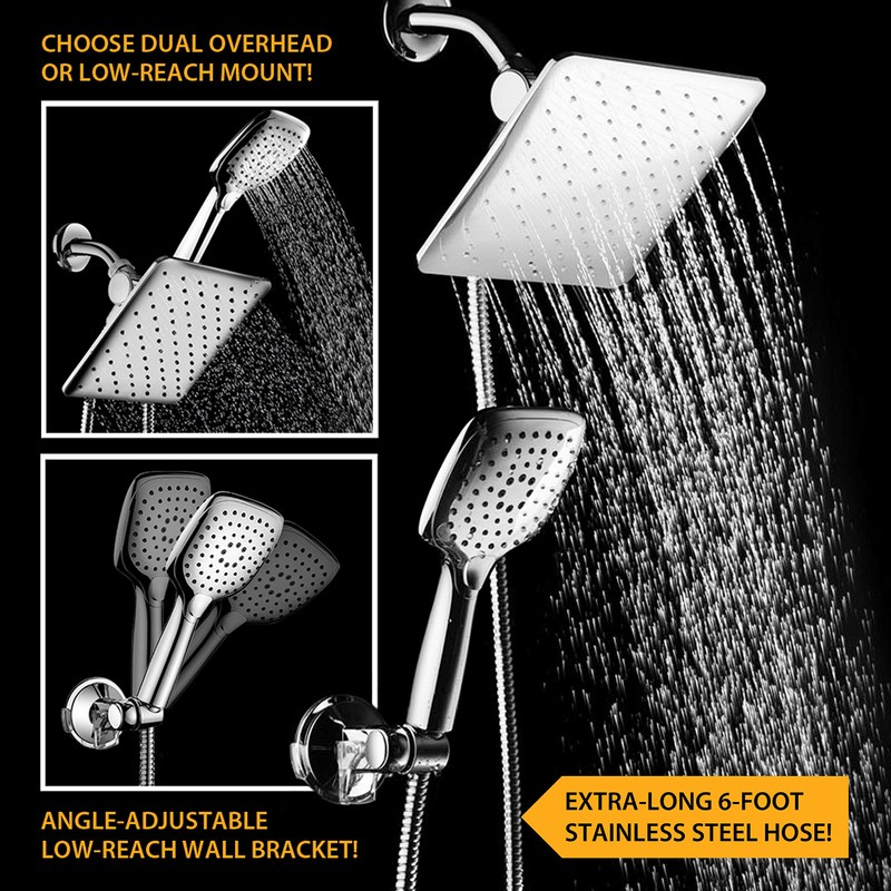 HotelSpa High Pressure 10.5 inch Square Rain – Handheld 3-way