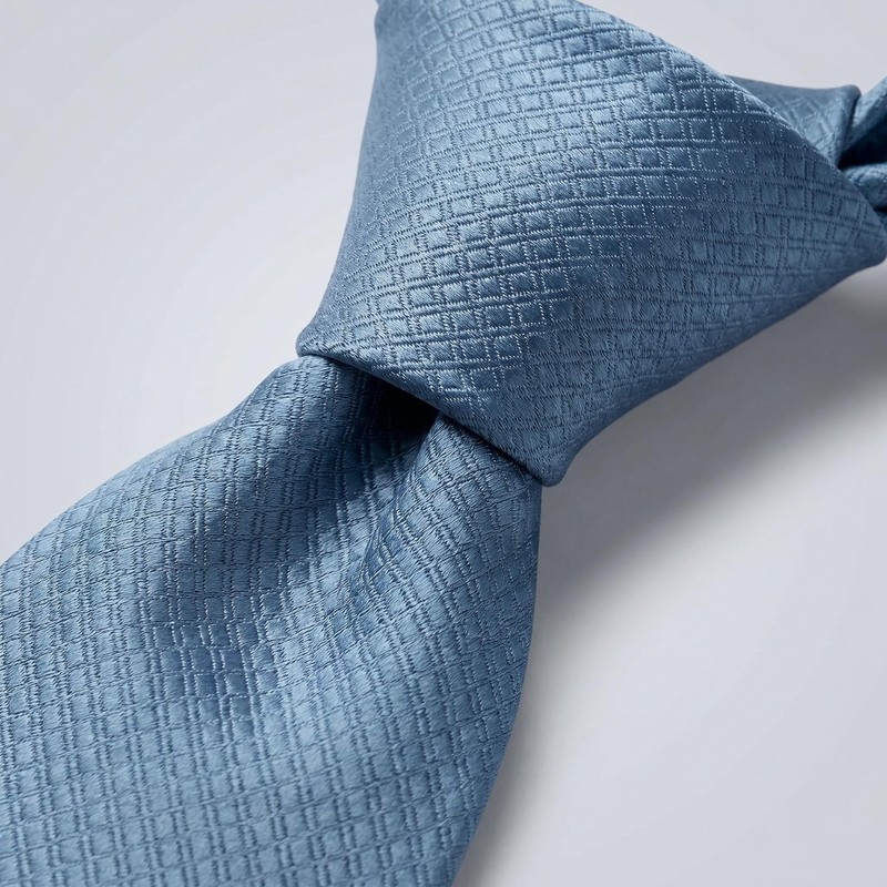 [S&W SHLAX&WING] Men's Necktie Steel Blue Tie Solid Extra Long