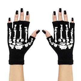 WIDMANN ? Fingerless Pair of Gloves Skeleton Mens, Black, One Size, vd-wdm95703