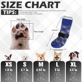 EXPAWLORER EXPAWLORER Dog Socks to Prevent Licking Paws, Anti Slip Dog Booties for Hardwood Floors, Warm Dog Boots & Paw Protectors for Winter, Dog Shoes for Small Medium Large Senior Dogs, Blue XS