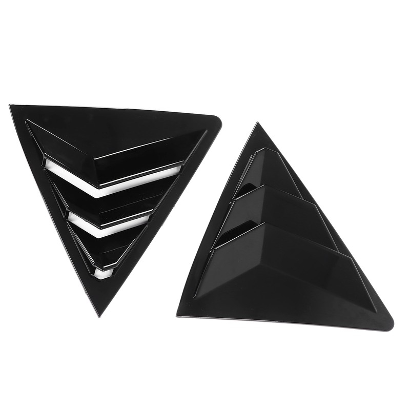 2pcs Gloss Black Rear Side Window Louvers Trim Air Vent