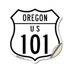 Oregon Route Marker Shield Sign Us 101 12 inch X 12 inch Shield Shaped Heavy Duty 3.2 mil Vinyl Decal Weather Resistant, UV Protected for Workplace Made in the USA