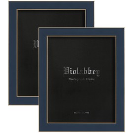 VIOLABBEY 8x10 Picture Frames Navy Blue Set of 2, Modern Style 8 by 10 Photo Frame, High Definition Tempered Real Glass, Wall or Tabletop Display