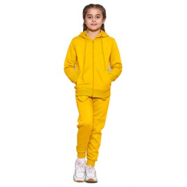 Kids Tracksuits Boys Tracksuit, Hoodies Plain Army Commando Print Tracksuit Hoodie with Jogger Sweatpants Sports Activewear Set Girls Boys Children Age 5-13 Years (Mustard Zipper Suit, 13-14 Years)