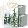 JarThenaAMCS 200Pcs Christmas Guest Napkins Watercolor Xmas Tree Snowflake Disposable