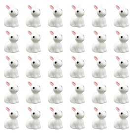 TVSVKWE 30 Pieces Of Small White Rabbit Ornaments, Mini Resin Ornaments, Cute Ornaments, Micro Landscape Ornaments, And Home Decoration Ornaments.
