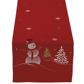 DII Embroidered Christmas Tabletop Collection, Table Runner, 14x70, Snowman