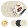 Dual-Sided Round Placemats Set of 4, Washable Faux Leather Heat